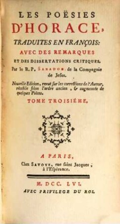 Les Poësies d'Horace, 3