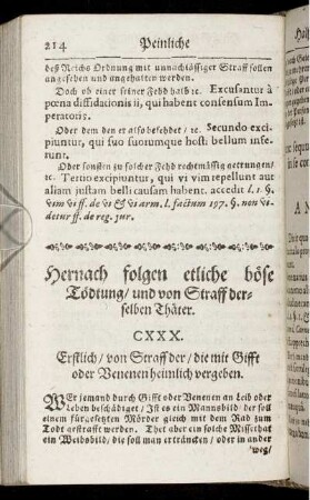 Hernach folgen etliche böse Tödtung/ und von Straff derselben Thäter.