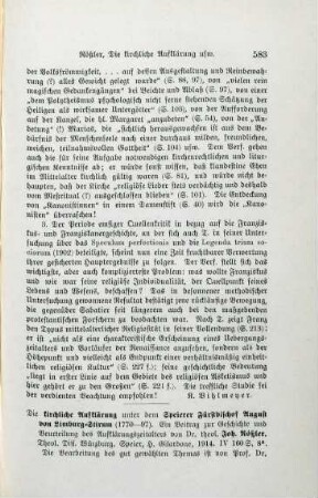 583-584 [Rezension] Rößler, Johannes, Die kirchliche Aufklärung unter dem Speierer Fürstbischof August von Limburg-Stirum