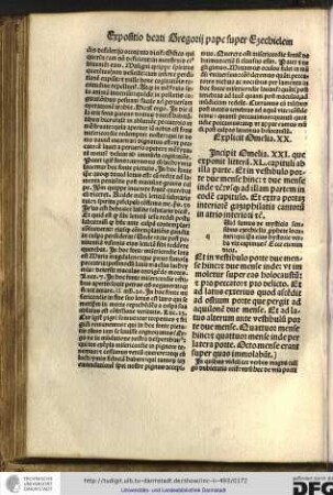 Incipit omelia XXI, que exponuit litteram XL capituli ab illa parte: et in vestibulo... usque ad illam partem in eodem capitulo: et extra portam...