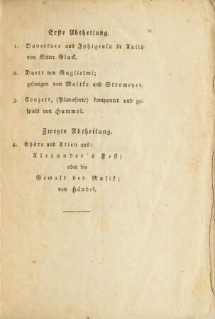 Erste Abtheilung / Zweyte Abtheilung