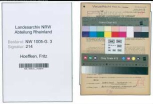 Entnazifizierung Fritz Hoeffken , geb. 03.02.1904 (Betriebsfuehrer)