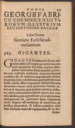 Georgii Fabricii Chemnicensis Virorum Illustrium Seu Historiae Sacrae Liber Nonus, Gentium Ecclesiae adversantium.