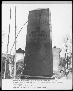 Grabstein von Simon Mayer 2. (gestorben 1899.02.15)