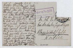 Ansichtspostkarte von Vera Broido an Vera Hausmann. Jershöft