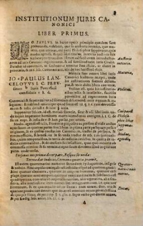 Institvtiones Ivris Canonici : Qvibvs Ivs Pontificivm Singvlari Methodo Libris Qvatvor Comprehenditur ; Quibus adjectae sunt Interpretationes quas Glossas vocant, ...