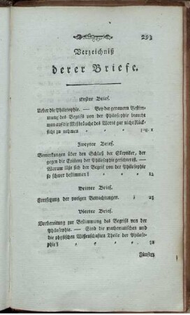 Verzeichniß derer Briefe