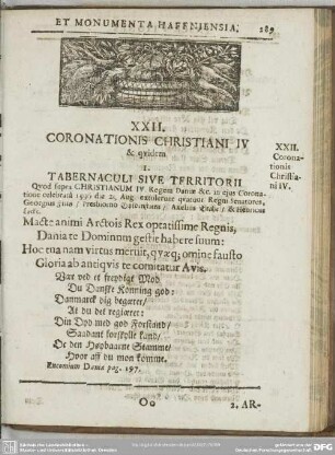 XXII. Coronationis Christiani IV.