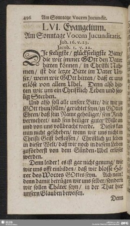 LVI. Evangelium. Am Sonntage Vocem Jucunditatis