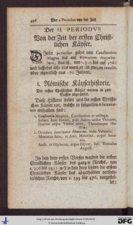 Der II. Periodus. Von der Zeit der Christlichen Käyser.