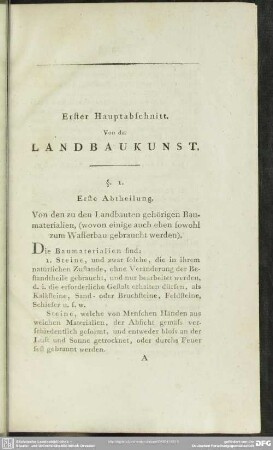 Erster Hauptabschnitt. Von der Landbaukunst