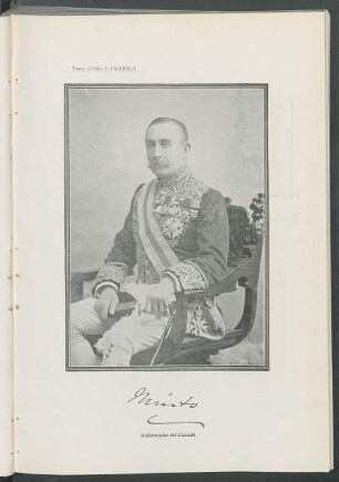 [Duque de] Minto. [Retrato y autógrafo dedicado a Cuba y América] : Gobernador del Canadá.