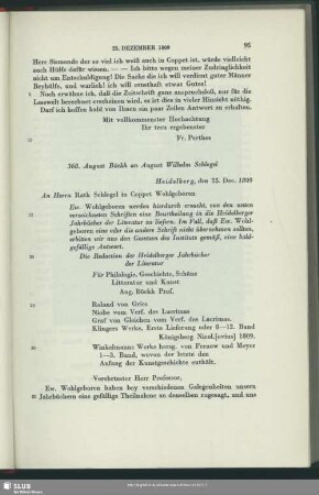 August Böckh an August Wilhelm von Schlegel, Heidelberg, 25.12.1809