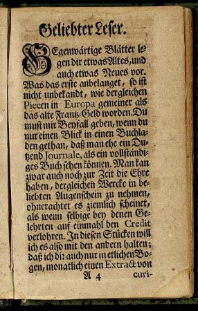 Geliebter Leser.