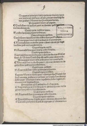Principia, subscriptiones et suprascriptiones litterarum missivarum