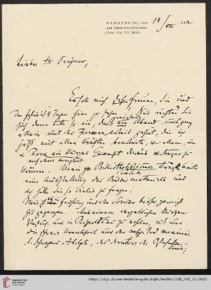 Brief von Aby Moritz Warburg an Franz Boll
