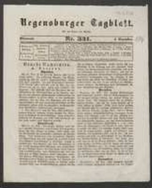 Sitzungsbericht [in Regensburger Tagblatt, nr.331, S.1242-1243]