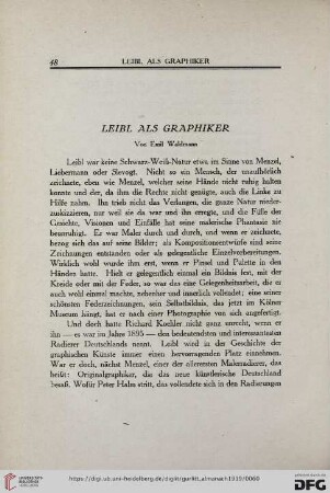 Leibl als Graphiker