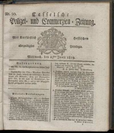 Nr. 50, Mittwoch, den 23sten Junii 1819