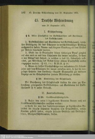 45. Deutsche Wehrordnung vom 28. September 1875
