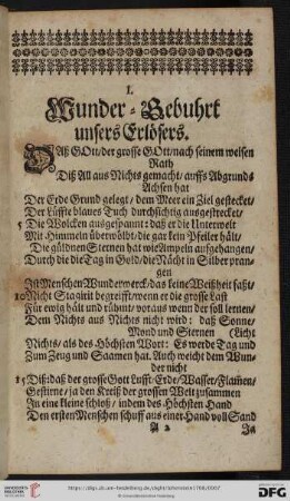 Wunder-Gebuhrt unsers Erlösers