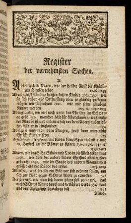 Register der vornehmsten Sachen