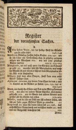Register der vornehmsten Sachen