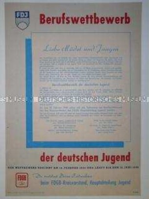 Maueranschlag mit einem Aufruf zum Berufswettbewerb der deutschen Jugend
