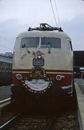Stuttgart Hbf. Lok 103 140 Eröffnungszug Streckenelektrifizierung Gäubahn