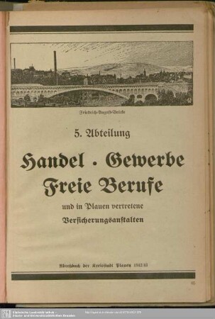 5. Abteilung Berufsklassen und Gewerbebetriebe : 5. Abteilung Handel Gewerbe Freie Berufe