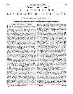 [Sammelrezension zweier englischsprachiger Rezensionszeitschriften] Rezensiert werden: 1. The monthly review. [November 1786]. London [1786] 2. The Critical review. [November 1786]. [London] [1786]