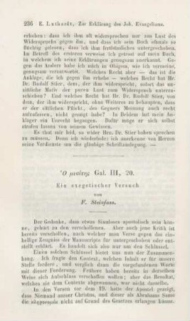 236-240 Ho mesites : Gal 3,20 : ein exegetischer Versuch