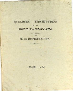 Quelques Inscriptions de la Province de Constantine