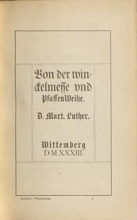 Von der Winkelmesse und Pfaffenweihe