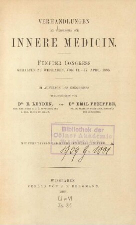 5: Wiesbaden, 14. - 17. April 1886