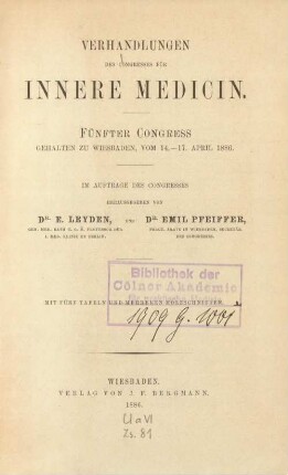 5: Wiesbaden, 14. - 17. April 1886