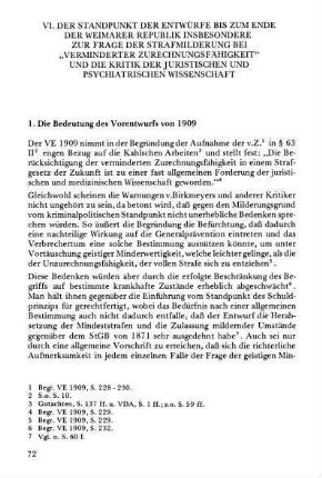 1. Die Bedeutung des Vorentwurfs von 1909