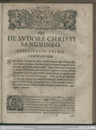 De Sudore Christi Sanguineo