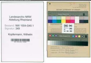 Entnazifizierung Wilhelm Kopfermann , geb. 08.07.1892 (Hilfsbeamter)