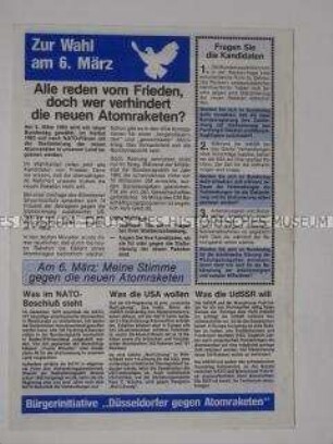 Propagandaflugblatt aus der Friedensbewegung gegen den "NATO-Doppelbeschluß"