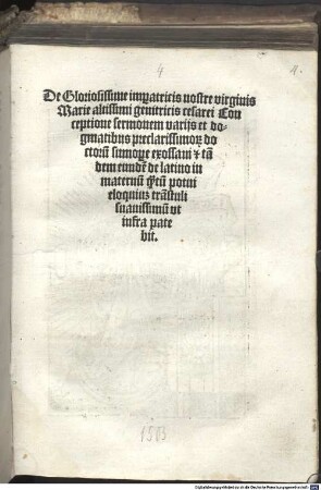 De gloriosissime imperatricis nostre virginis Marie altissimi genitricis cesarei Conceptione sermonem variis et dogmatibus preclarissimorum doctorum ...