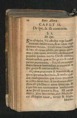 Caput II. De spe, & illi contrariis.