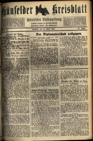 Ausgabe vom Dienstag, den 10. April 1928.