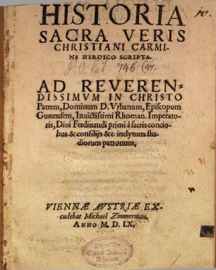 Historia sacra veris christiani carmine heroico scripta
