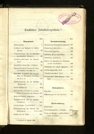 Sachliches Inhaltsverzeichnis