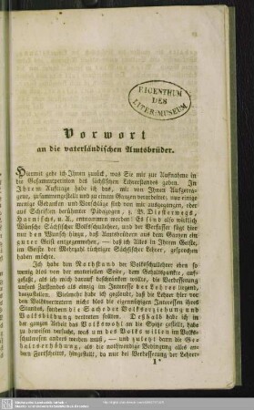 Vorwort an die vaterländischen Amtsbrüder