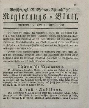 Nr. 10 : 27. April 1830