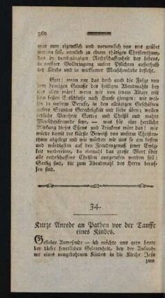 34. Kurze Anrede an Pathen vor der Tauffe eines Kindes.
