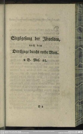 Siegsgesang der Israeliten, nach dem Durchzuge durchs rothe Meer