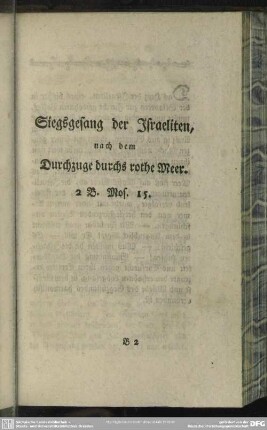 Siegsgesang der Israeliten, nach dem Durchzuge durchs rothe Meer